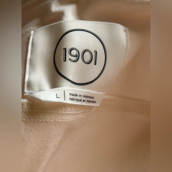 1901 Ivory White Denim Button Front Stretch Jacket Size Large - Picture 6 of 6